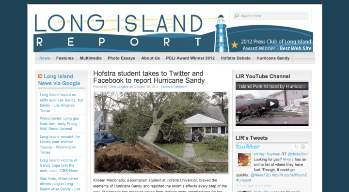 Hofstra student takes to Twitter and Facebook to report Hurricane Sandy