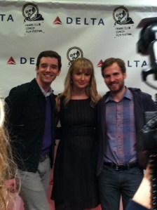 Michael Urie, Halley Feiffer, and Ryan Spahn on the Friars Club Comedy Film Festival red carpet for "He's Way More Famous Than You"